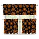Black And Orange Spider Web Print 3 Piece Kitchen Curtains
