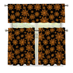 Black And Orange Spider Web Print 3 Piece Kitchen Curtains