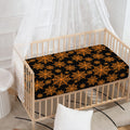 Black And Orange Spider Web Print Baby Crib Sheet