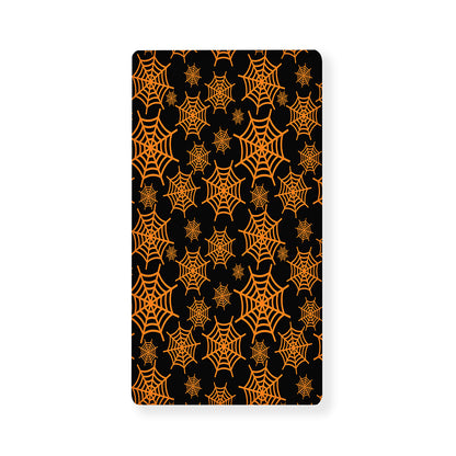Black And Orange Spider Web Print Baby Crib Sheet