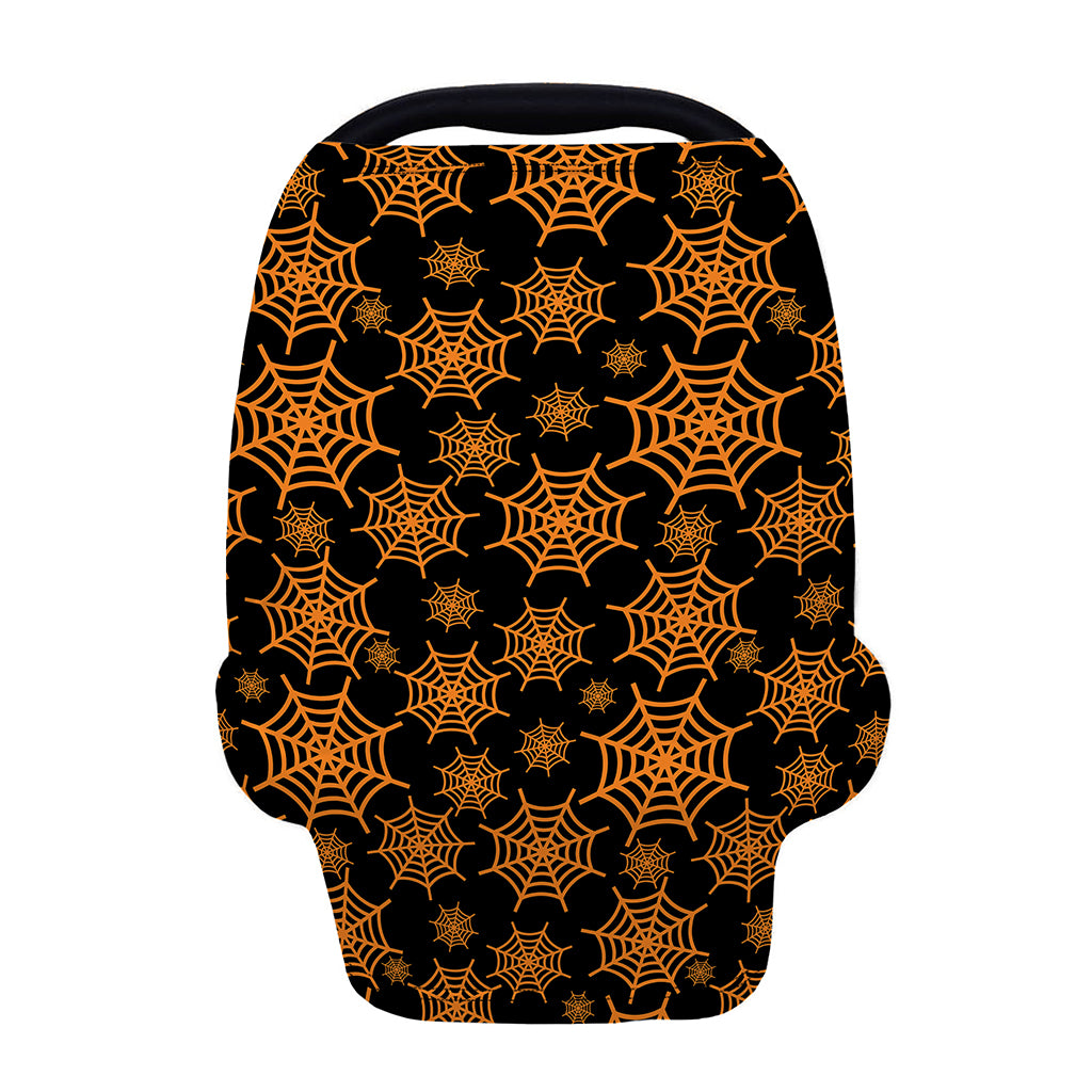 Black And Orange Spider Web Print Baby Seat Cover