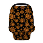 Black And Orange Spider Web Print Baby Seat Cover