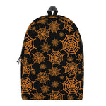 Black And Orange Spider Web Print Backpack