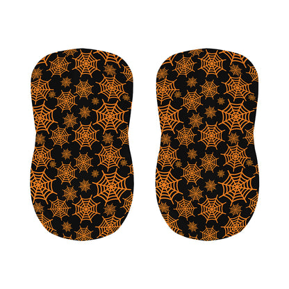 Black And Orange Spider Web Print Bar Stool Covers