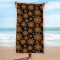 Black And Orange Spider Web Print Beach Towel