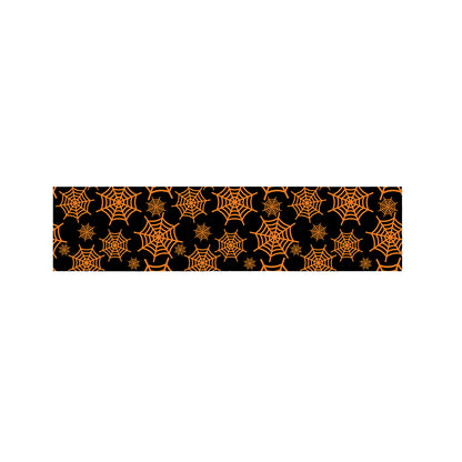Black And Orange Spider Web Print Bed Runner