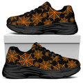 Black And Orange Spider Web Print Black Chunky Shoes