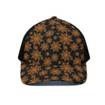 Black And Orange Spider Web Print Black Mesh Trucker Cap