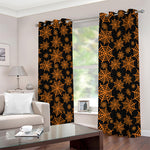 Black And Orange Spider Web Print Blackout Grommet Curtains