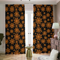 Black And Orange Spider Web Print Dimout Pencil Pleat Curtains