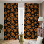 Black And Orange Spider Web Print Blackout Pencil Pleat Curtains