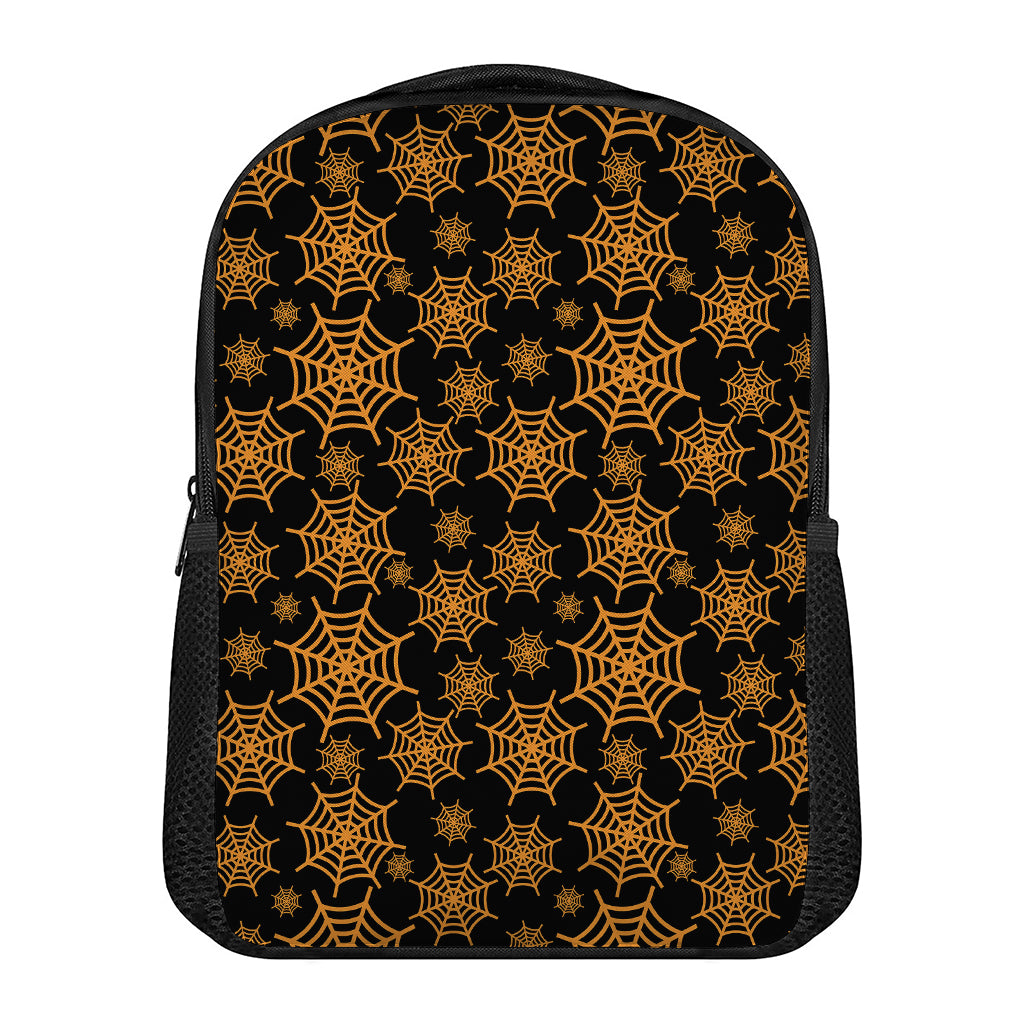 Black And Orange Spider Web Print Casual Backpack