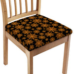 Black And Orange Spider Web Print Chair Cushion Cover
