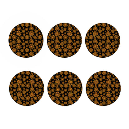 Black And Orange Spider Web Print Coaster Set