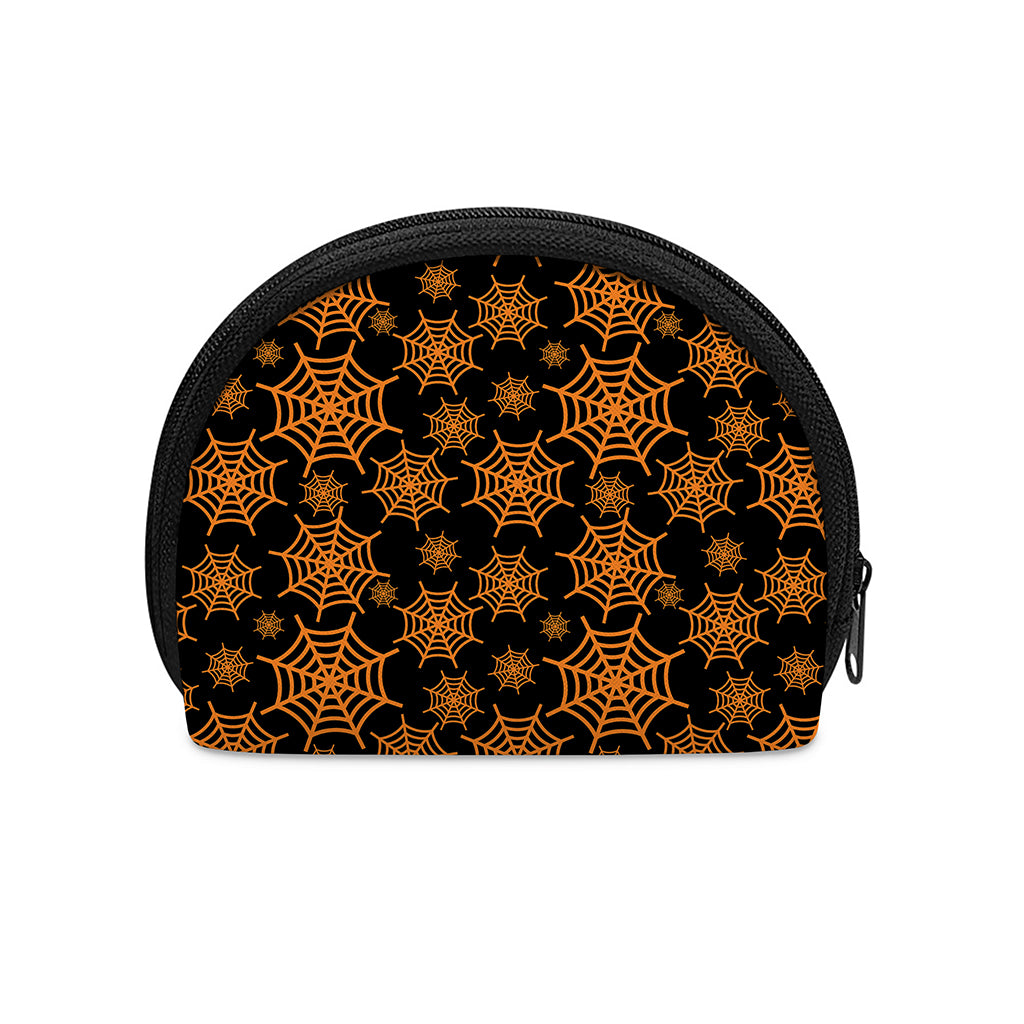 Black And Orange Spider Web Print Coin Purse