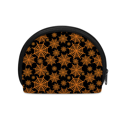 Black And Orange Spider Web Print Coin Purse