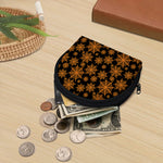 Black And Orange Spider Web Print Coin Purse
