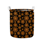 Black And Orange Spider Web Print Collapsible Laundry Basket