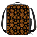 Black And Orange Spider Web Print Crossbody Lunch Bag