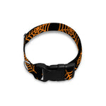 Black And Orange Spider Web Print Dog Collar