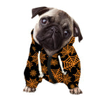 Black And Orange Spider Web Print Dog Zip Up Hoodie