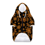 Black And Orange Spider Web Print Dog Zip Up Hoodie