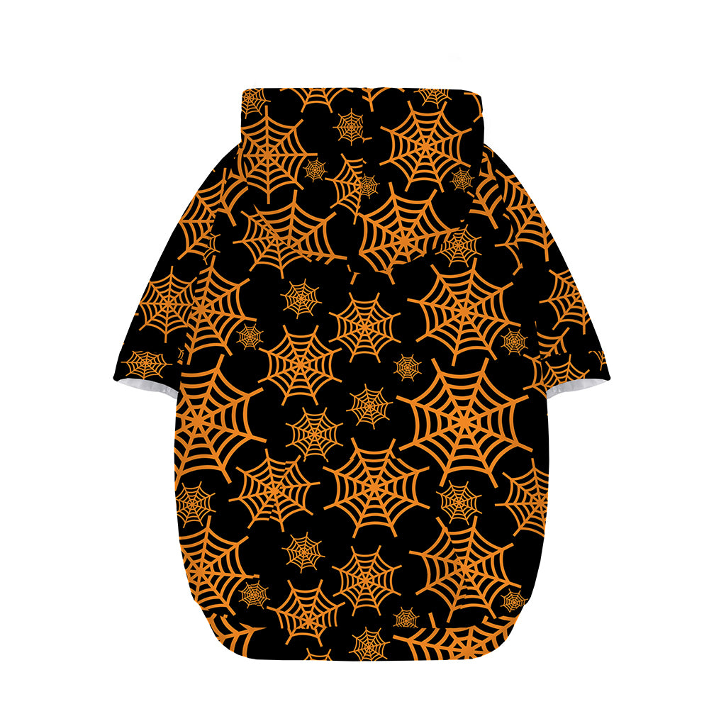 Black And Orange Spider Web Print Dog Zip Up Hoodie