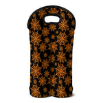 Black And Orange Spider Web Print Double Neoprene Wine Tote