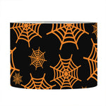 Black And Orange Spider Web Print Drum Lamp Shade