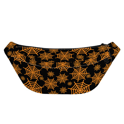 Black And Orange Spider Web Print Fanny Pack