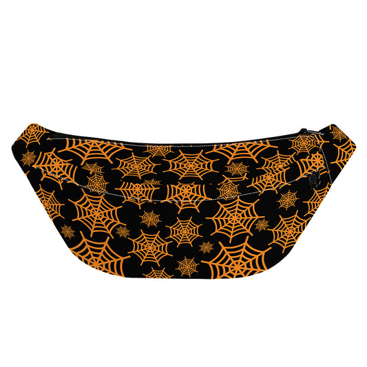 Black And Orange Spider Web Print Fanny Pack