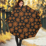 Black And Orange Spider Web Print Foldable Umbrella