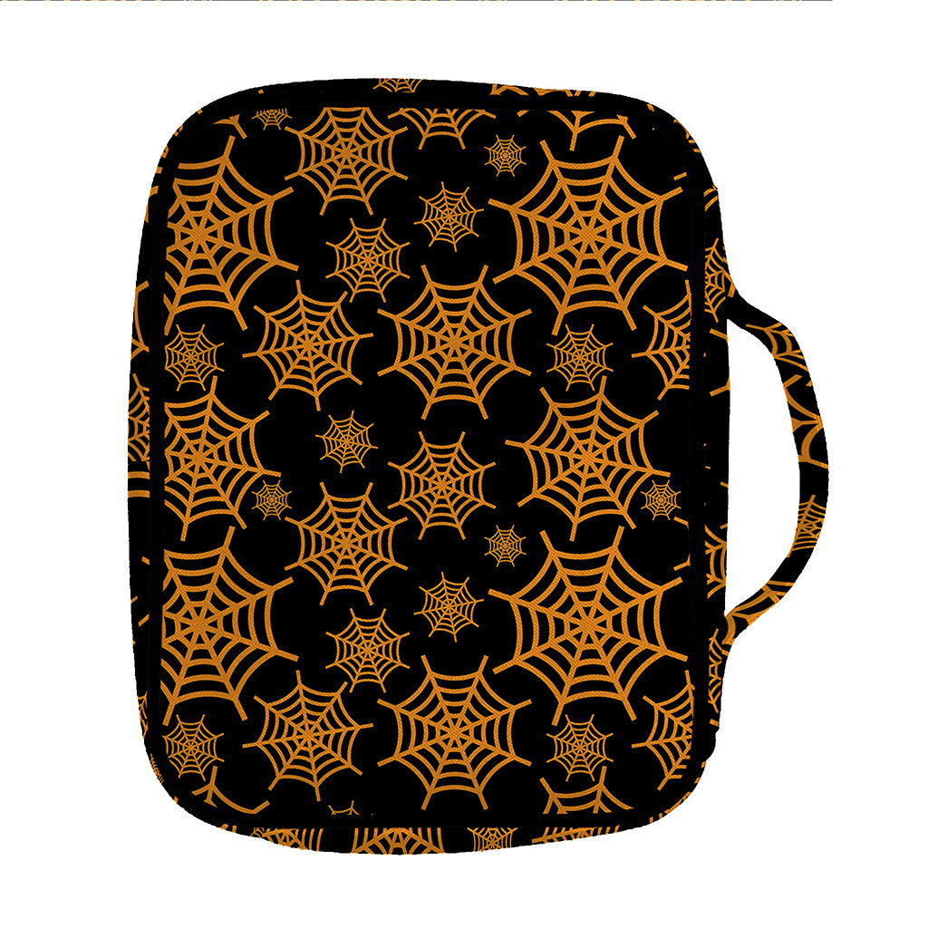 Black And Orange Spider Web Print Front Pocket Bible Bag