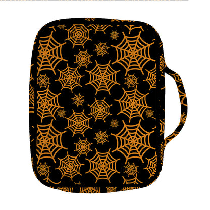 Black And Orange Spider Web Print Front Pocket Bible Bag