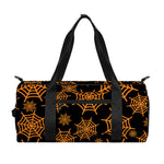 Black And Orange Spider Web Print Gym Bag