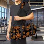 Black And Orange Spider Web Print Gym Bag