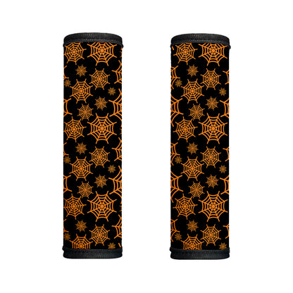 Black And Orange Spider Web Print Handle Covers