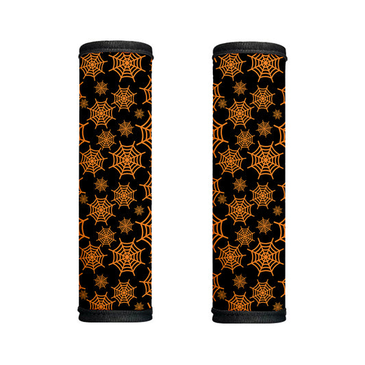 Black And Orange Spider Web Print Handle Covers