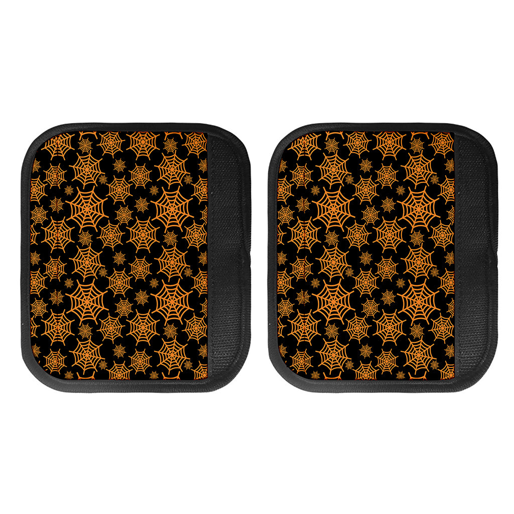 Black And Orange Spider Web Print Handle Covers