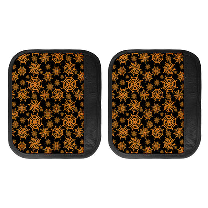 Black And Orange Spider Web Print Handle Covers