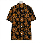 Black And Orange Spider Web Print Hawaiian Shirt
