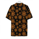 Black And Orange Spider Web Print Hawaiian Shirt