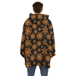 Black And Orange Spider Web Print Hoodie Blanket