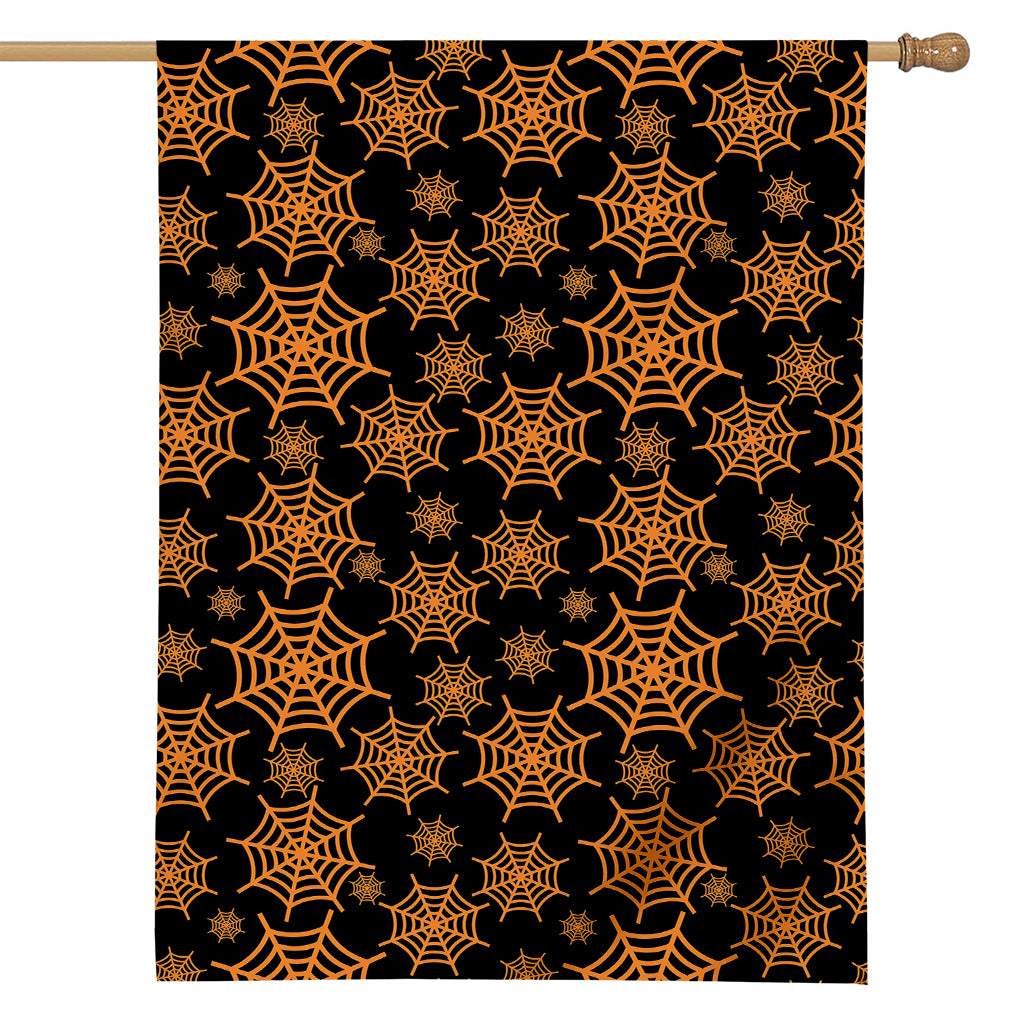 Black And Orange Spider Web Print House Flag