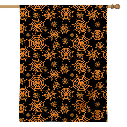 Black And Orange Spider Web Print House Flag