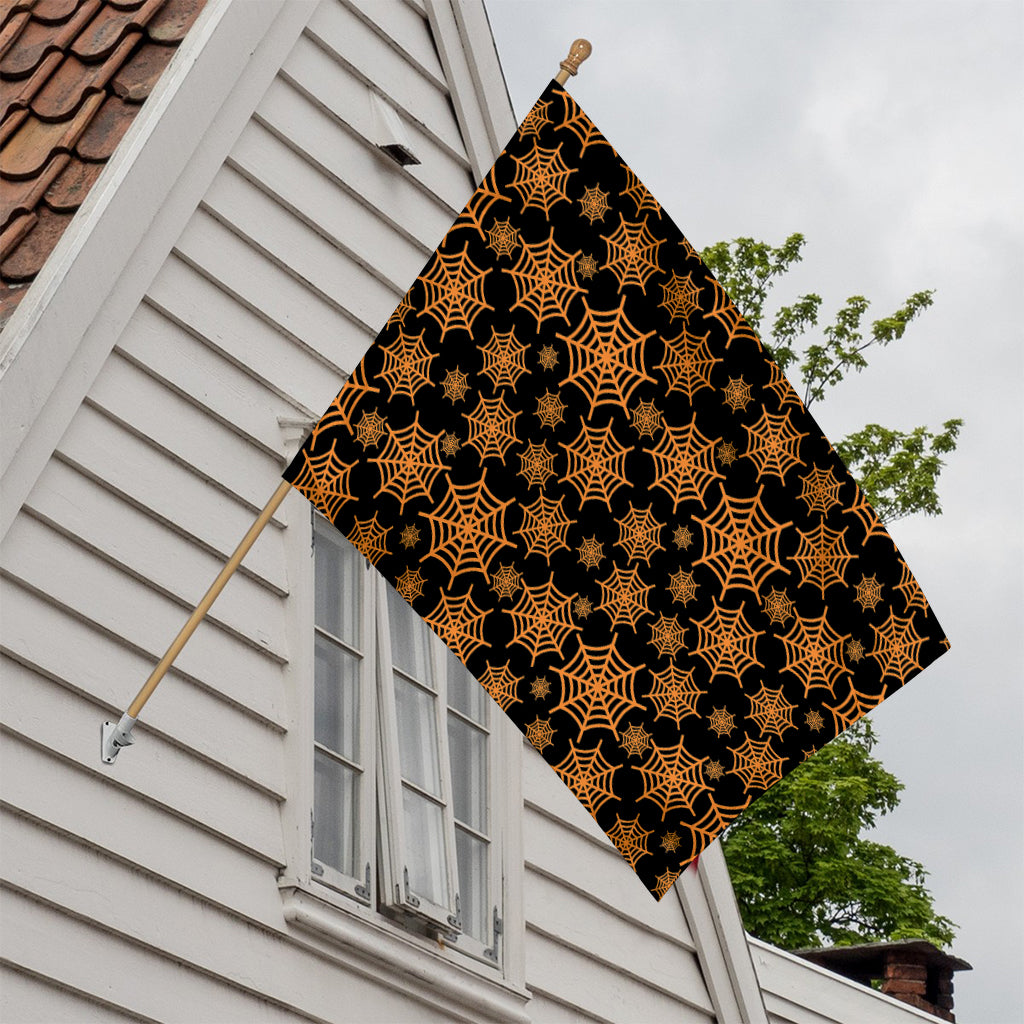 Black And Orange Spider Web Print House Flag