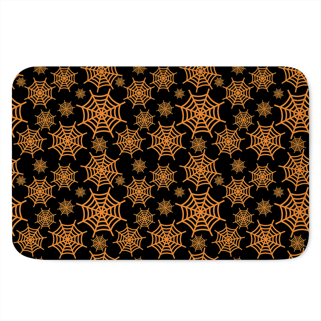 Black And Orange Spider Web Print Indoor Door Mat