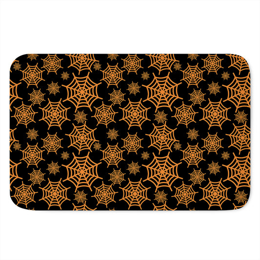 Black And Orange Spider Web Print Indoor Door Mat