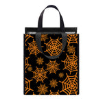 Black And Orange Spider Web Print Insulated Lunch Tote