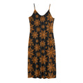 Black And Orange Spider Web Print Jersey Midi Cami Dress